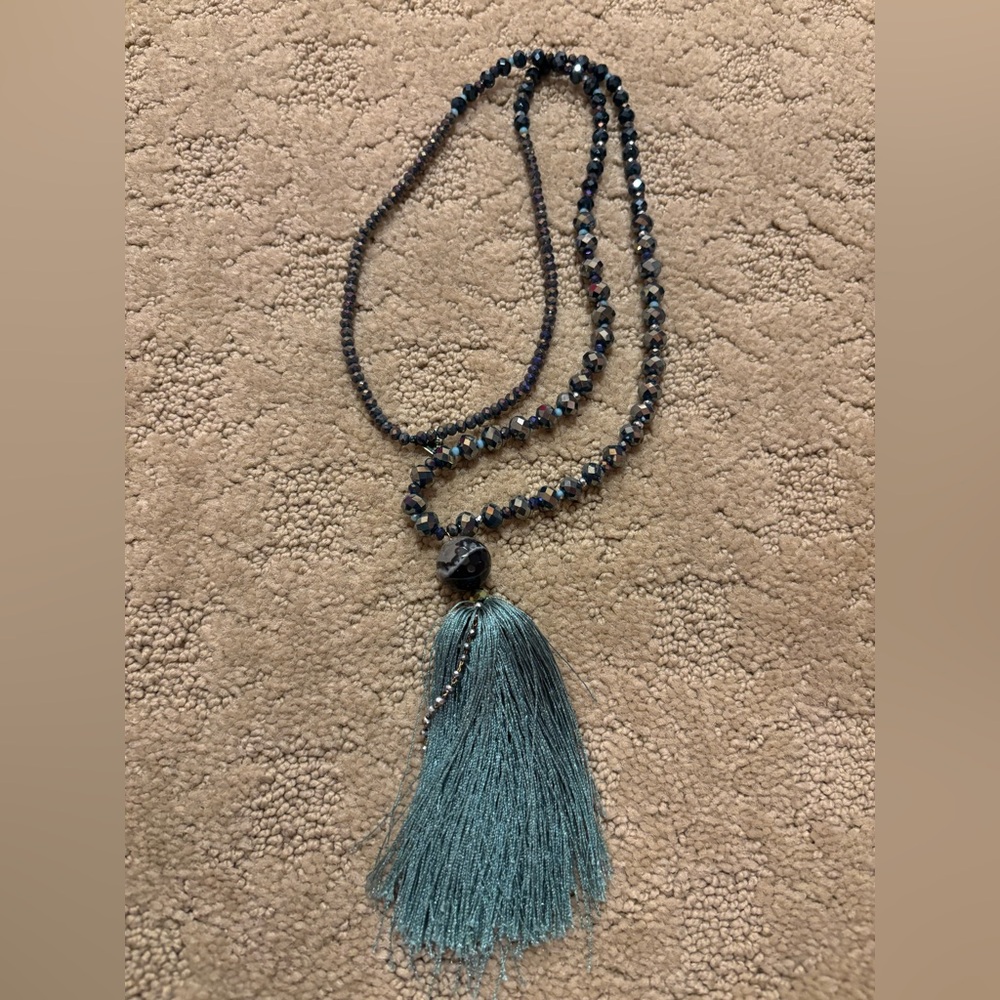 Elegant Beaded Necklace with Tassel